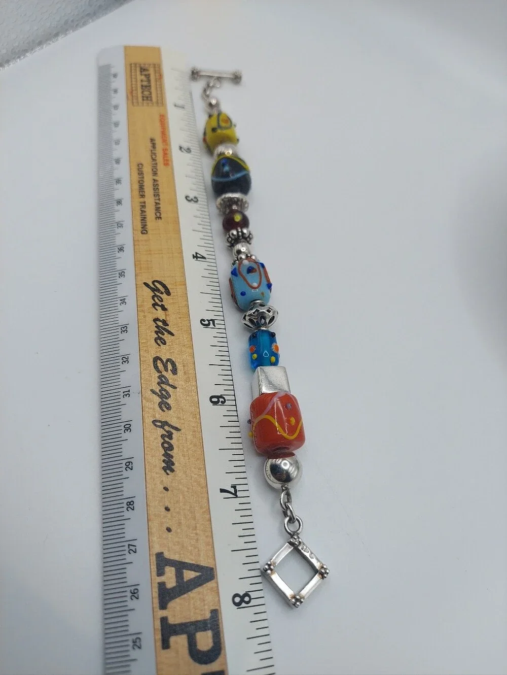 Silpada Retired 925 Cake Glass Beads Vtg Bracelet 7.75